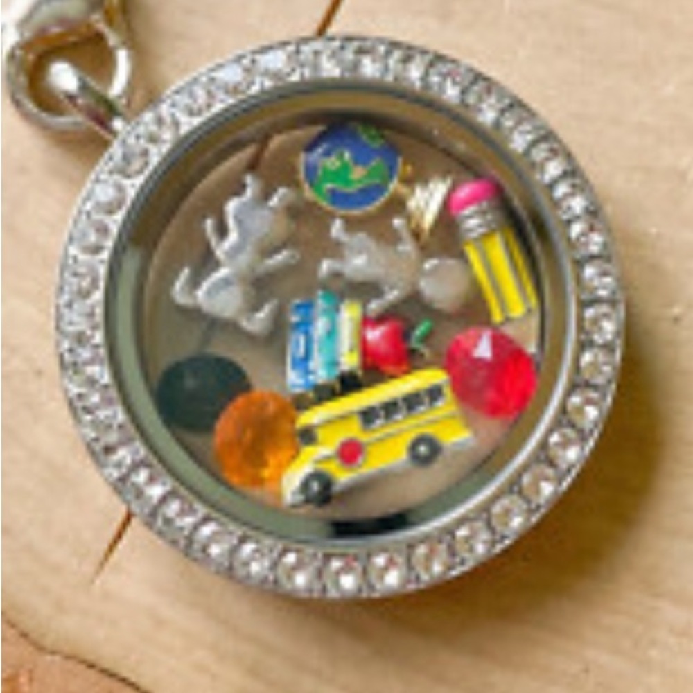 Origami Owl Silver Locket with School Charms
